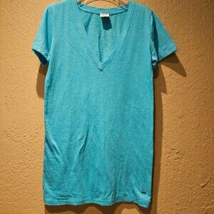 Victoria Secret Blue V-Neck T-Shirt Short Sleeve